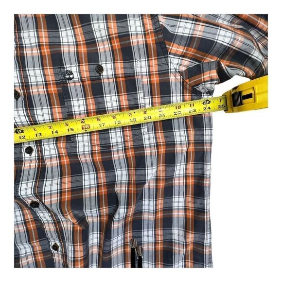 Timberland Shirt Plaid Button Down Men’s Large Brown COTTON Long Sleeve - Picture 6 of 8